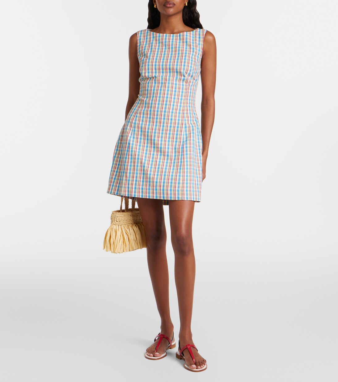 Lydie checked cotton and linen minidress | Faithfull