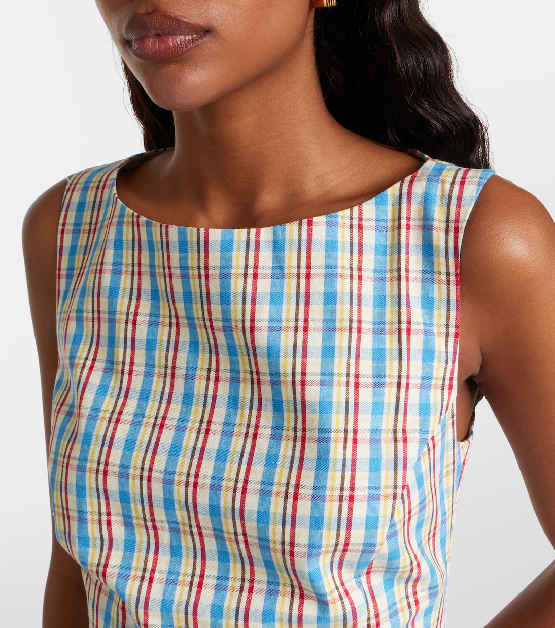 Lydie checked cotton and linen minidress | Faithfull