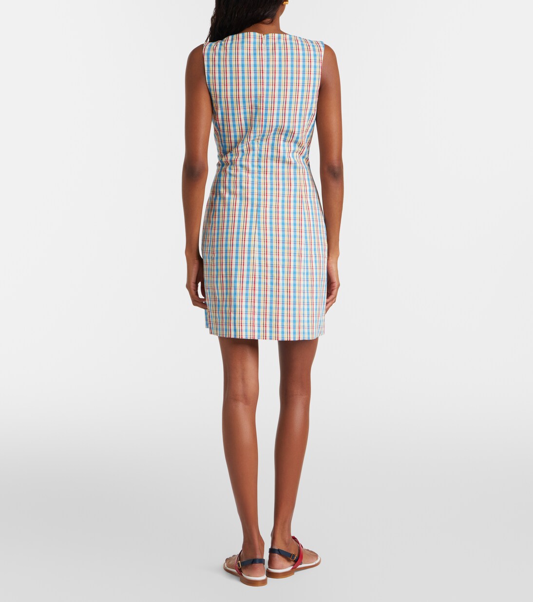 Lydie checked cotton and linen minidress | Faithfull
