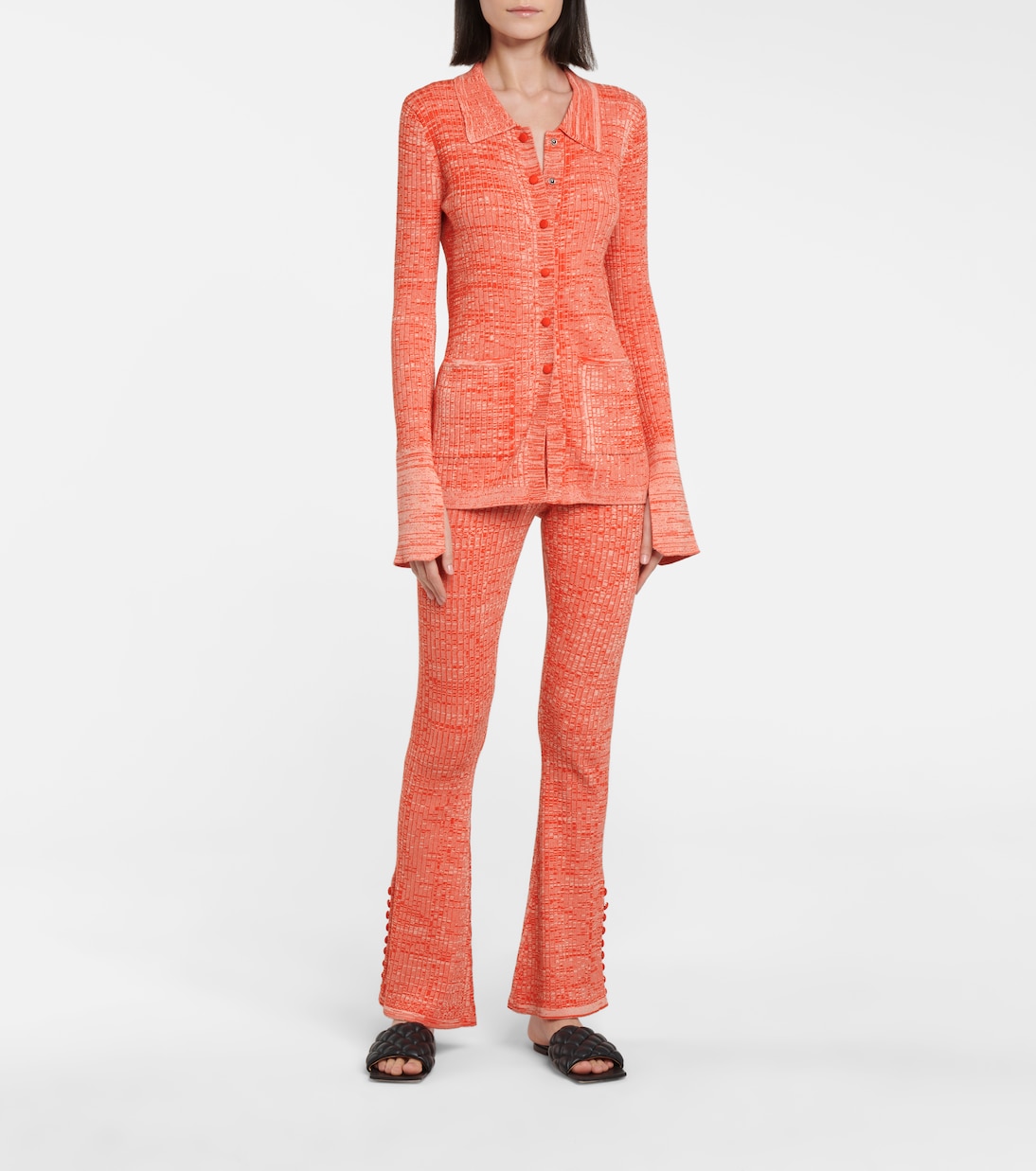 Marl ribbed-knit flared pants | Live The Process