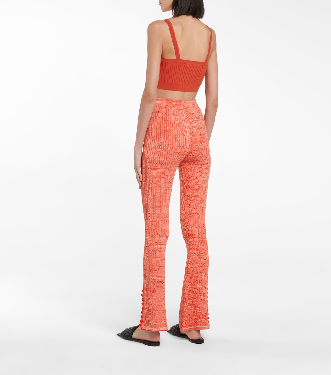 Marl ribbed-knit flared pants | Live The Process