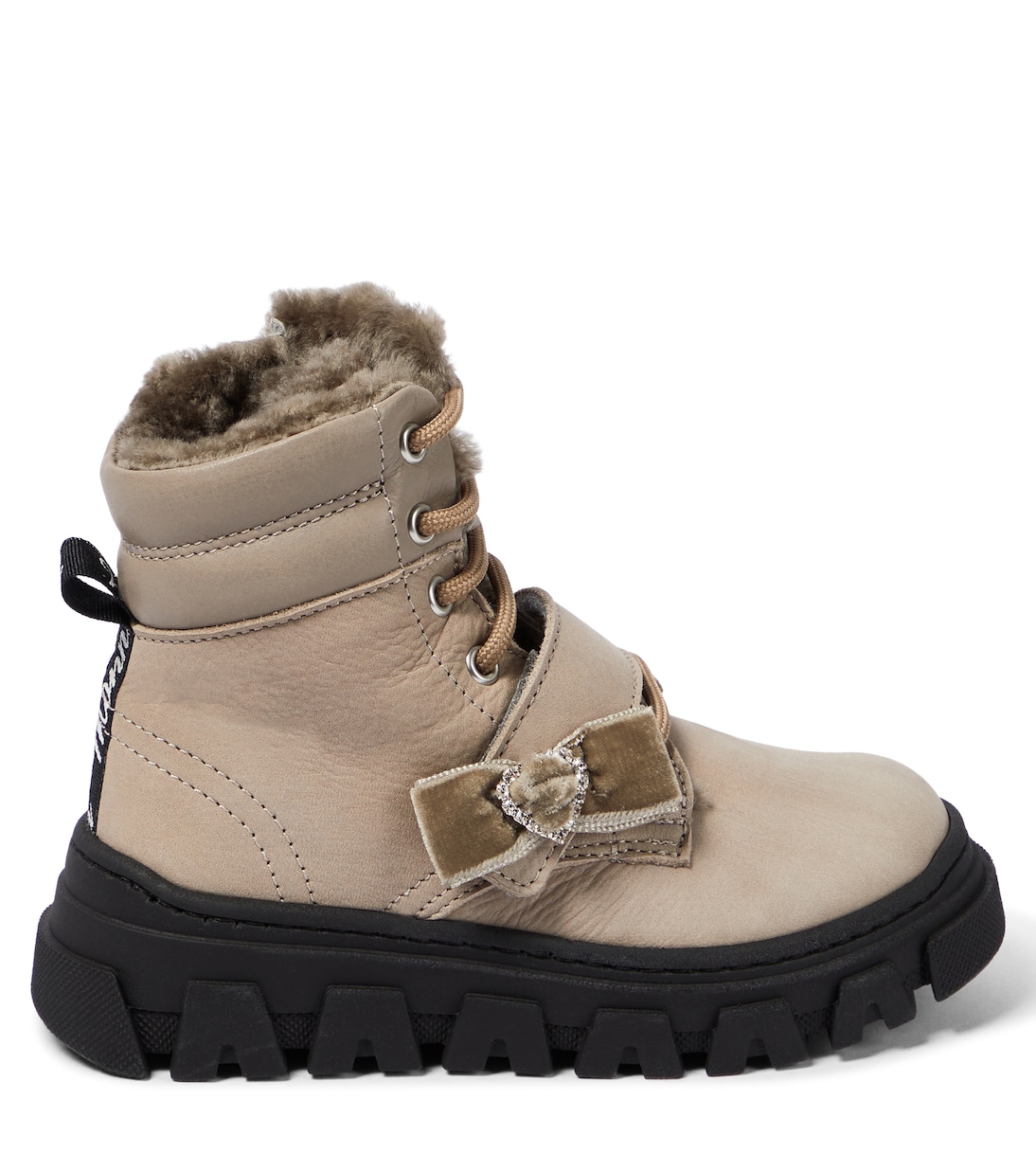 Embellished suede lace-up boots | Monnalisa