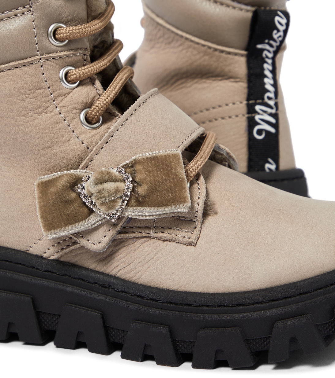 Embellished suede lace-up boots | Monnalisa