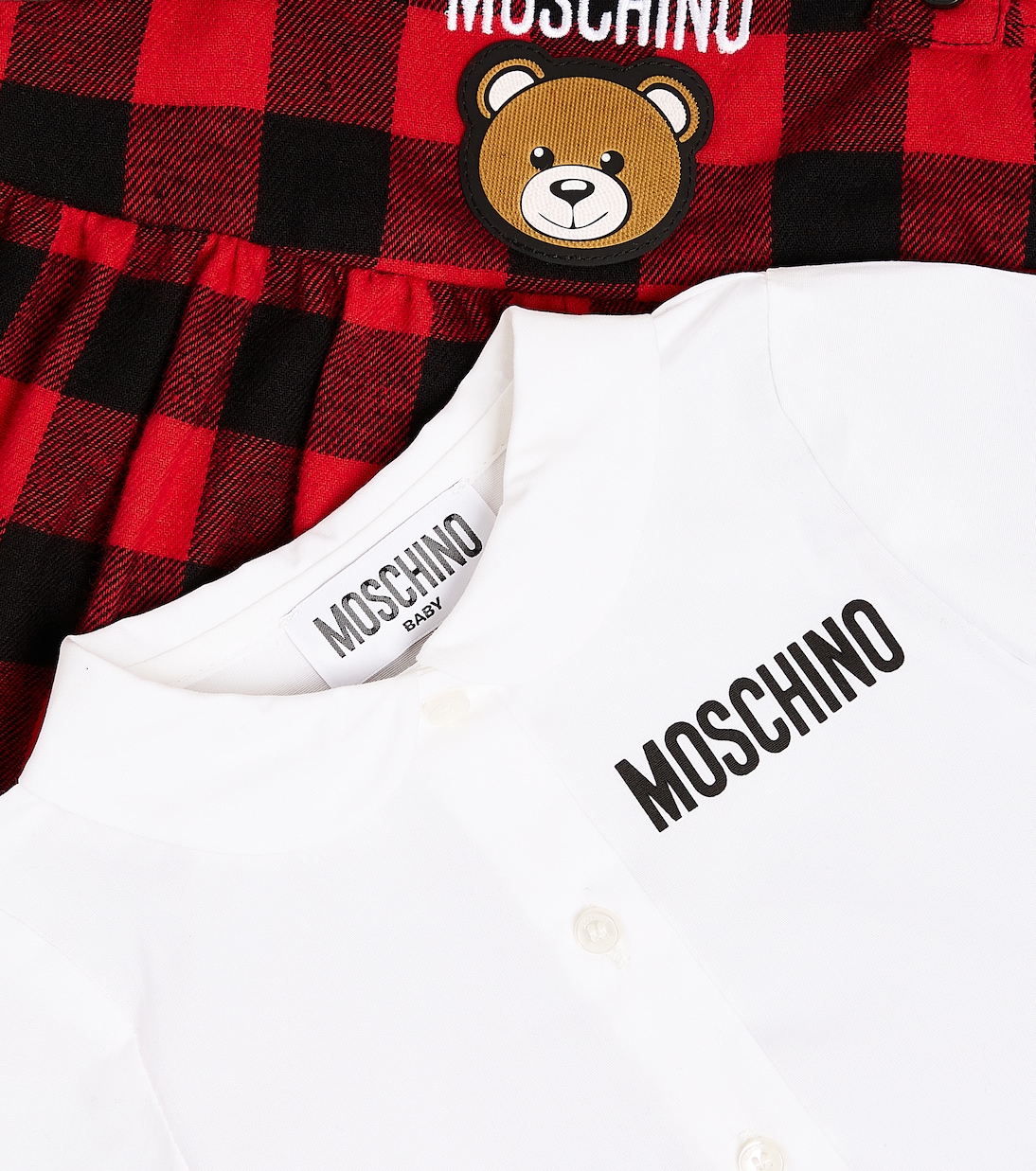 Baby Teddy Bear cotton top and dress set | Moschino Kids