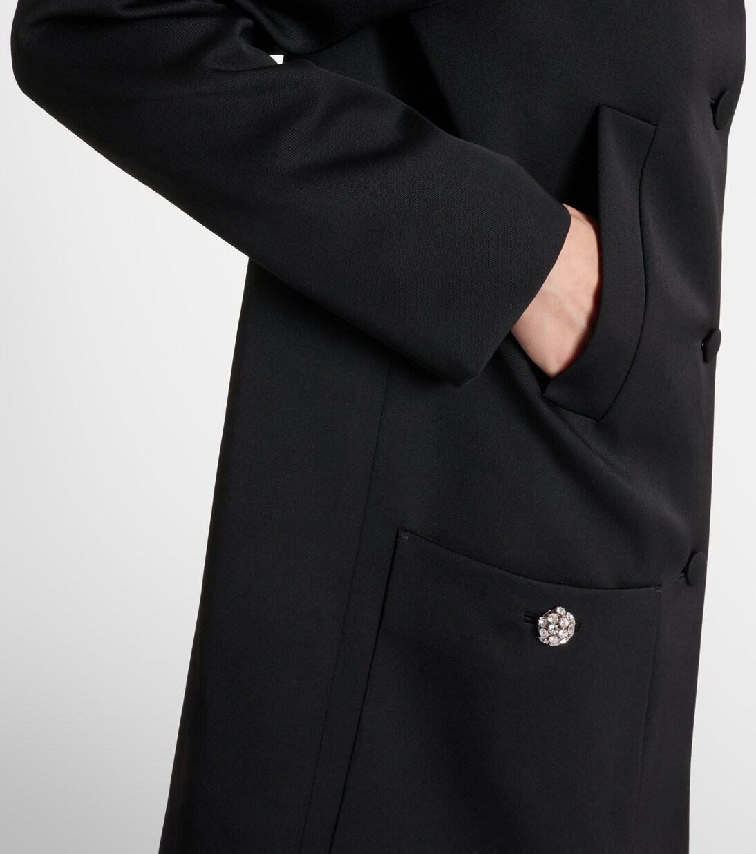 Satin-trimmed virgin wool coat | Prada