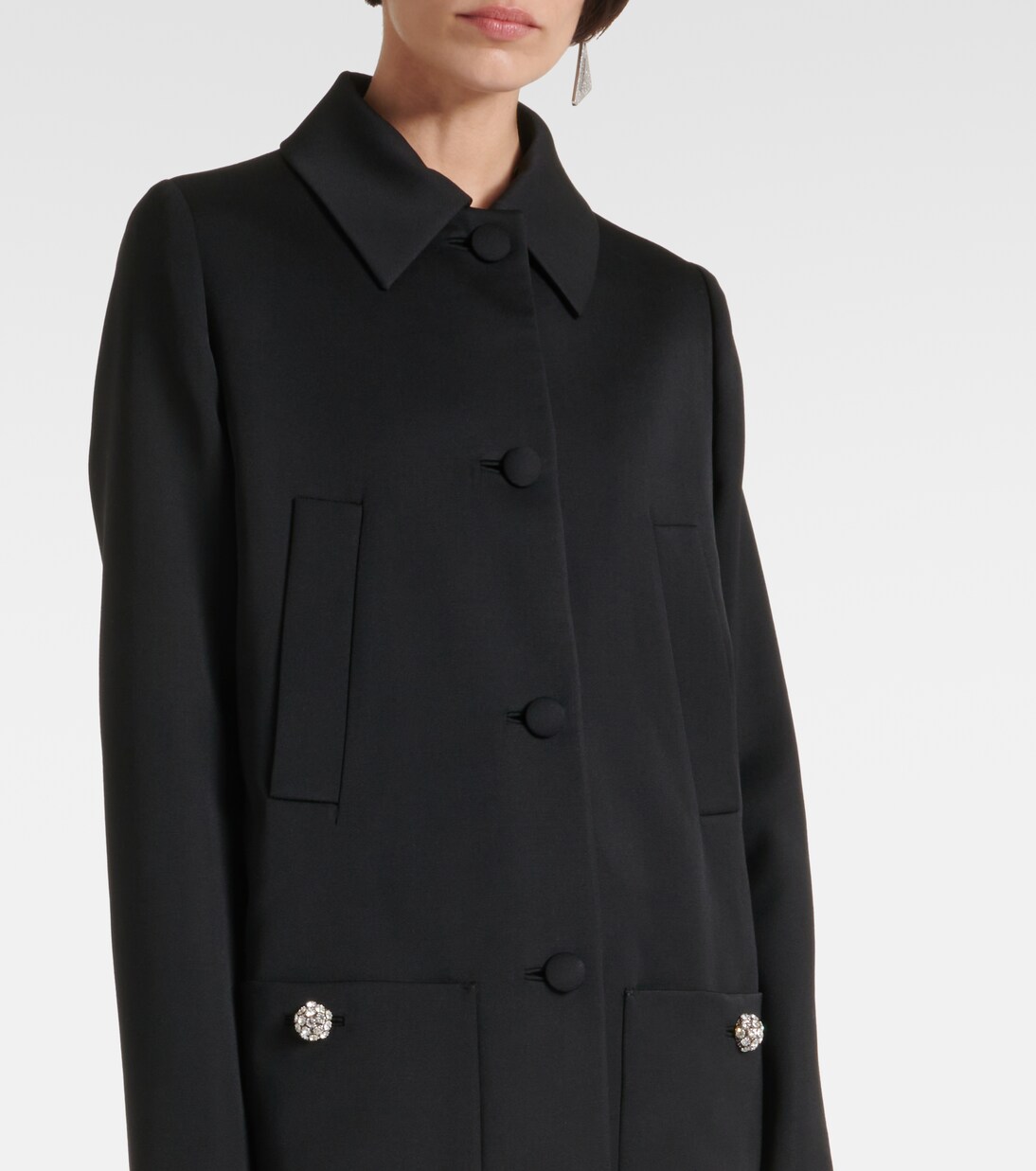 Satin-trimmed virgin wool coat | Prada