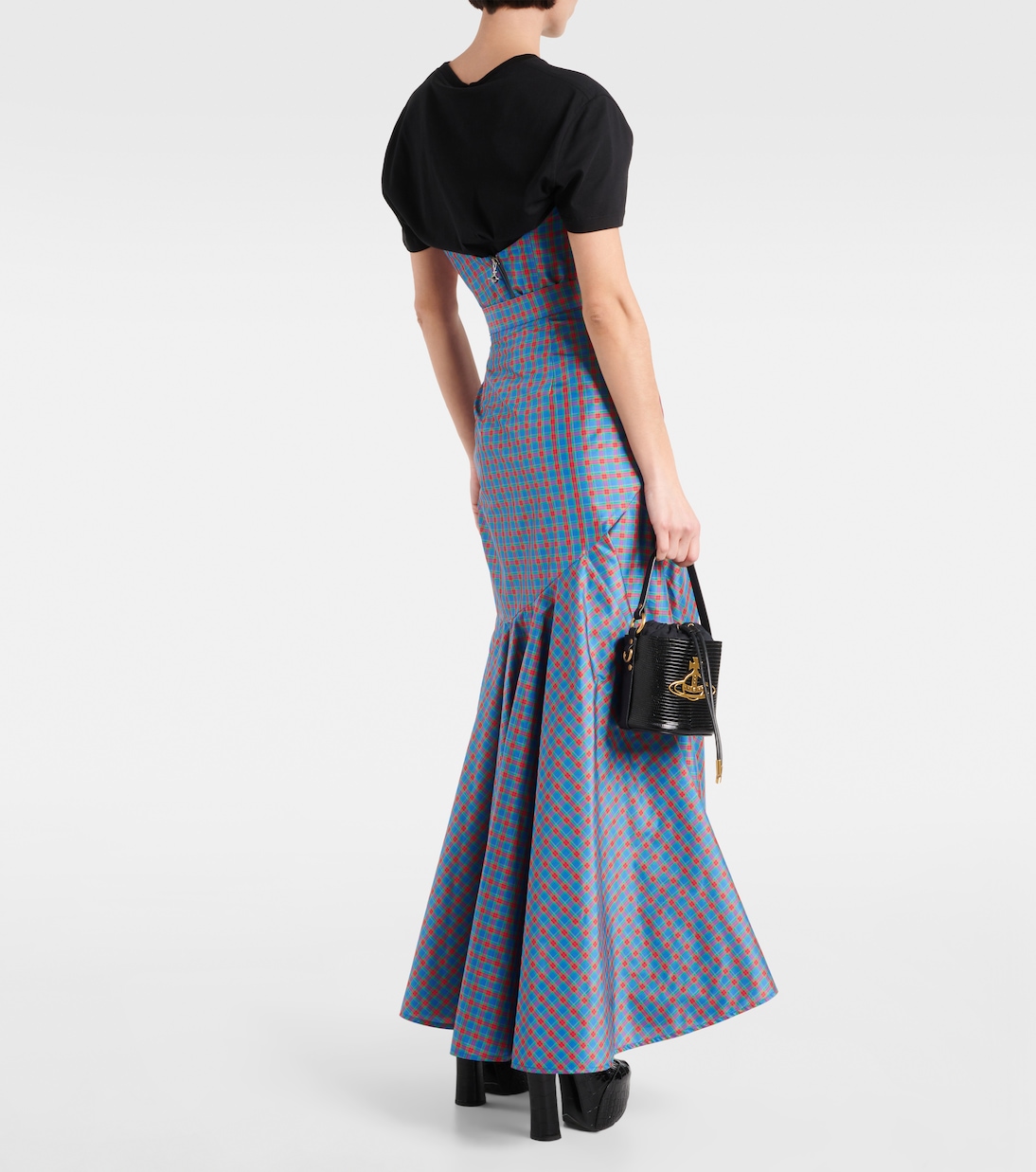 체크 러플 실크 블렌드 맥시 스커트 | Vivienne Westwood