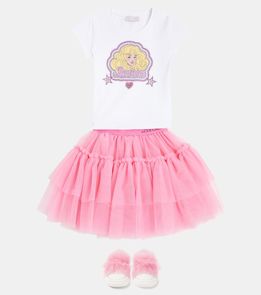 x Barbie® cotton-blend jersey T-shirt | Monnalisa