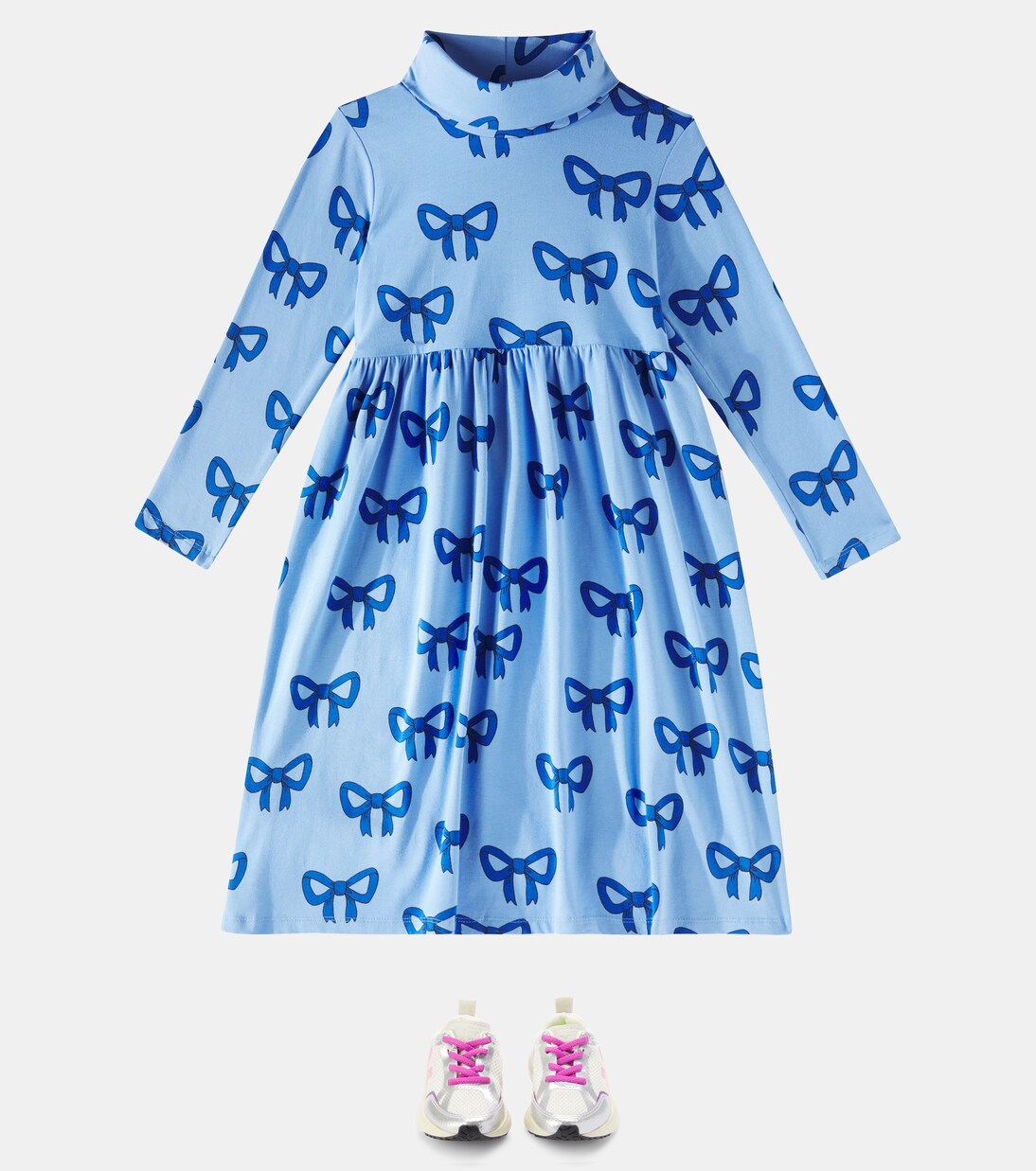 Robe Bow à col roulé en coton mélangé | Mini Rodini