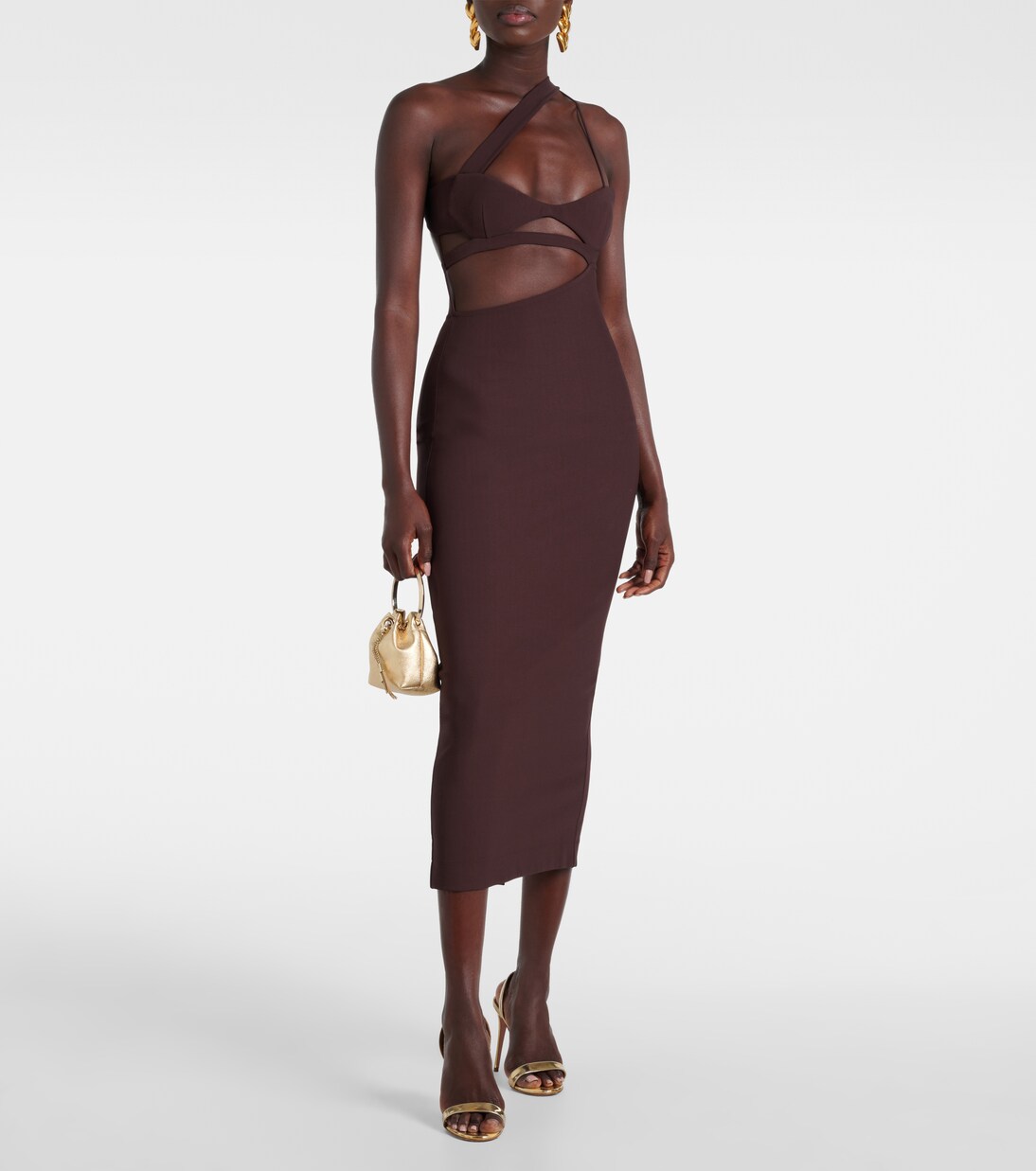 Robe midi asymétrique en soie | Nensi Dojaka