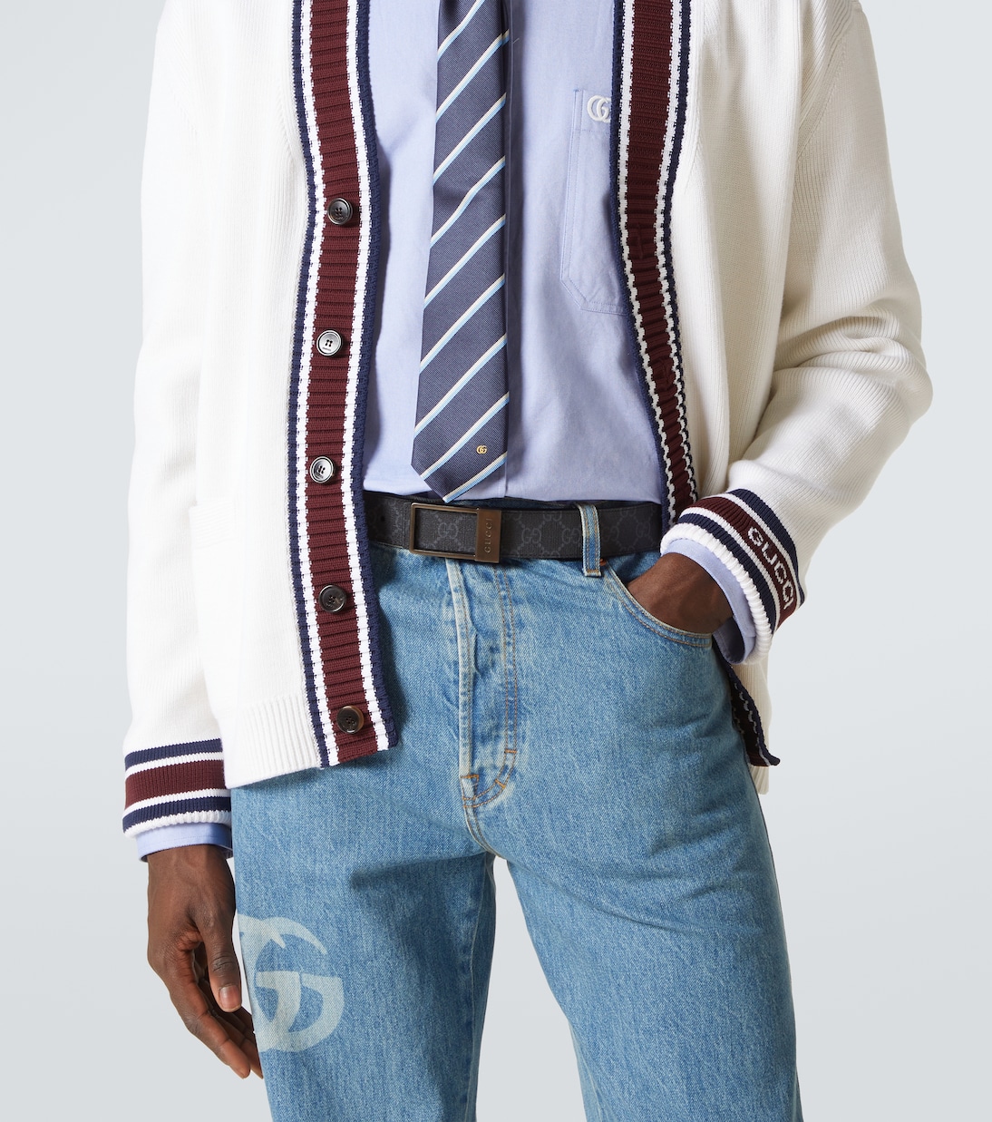 Wendbarer Gürtel GG aus Leder und Canvas | Gucci