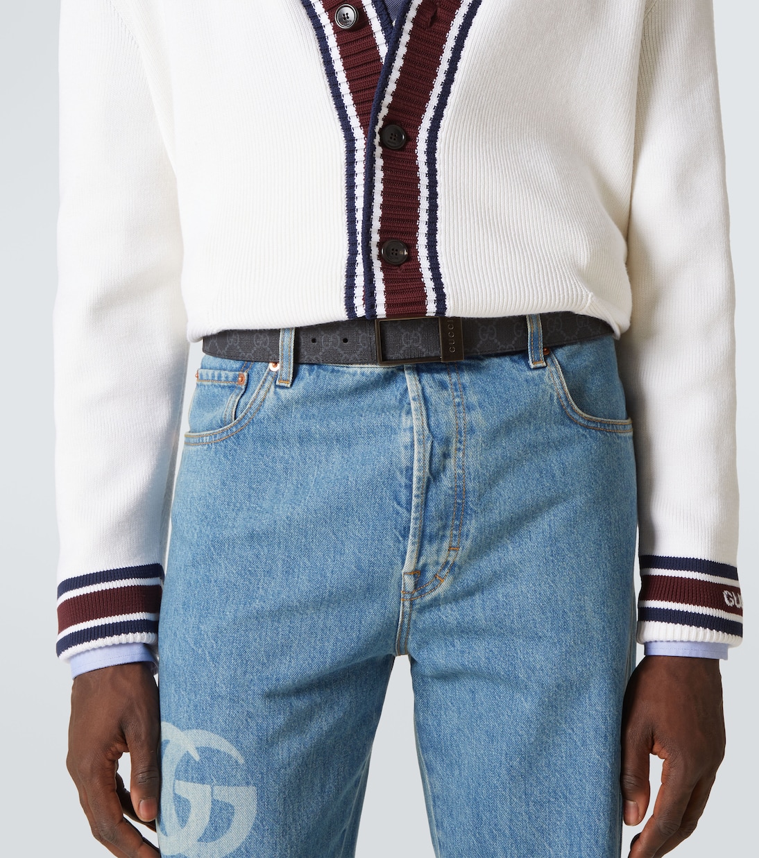 Wendbarer Gürtel GG aus Leder und Canvas | Gucci