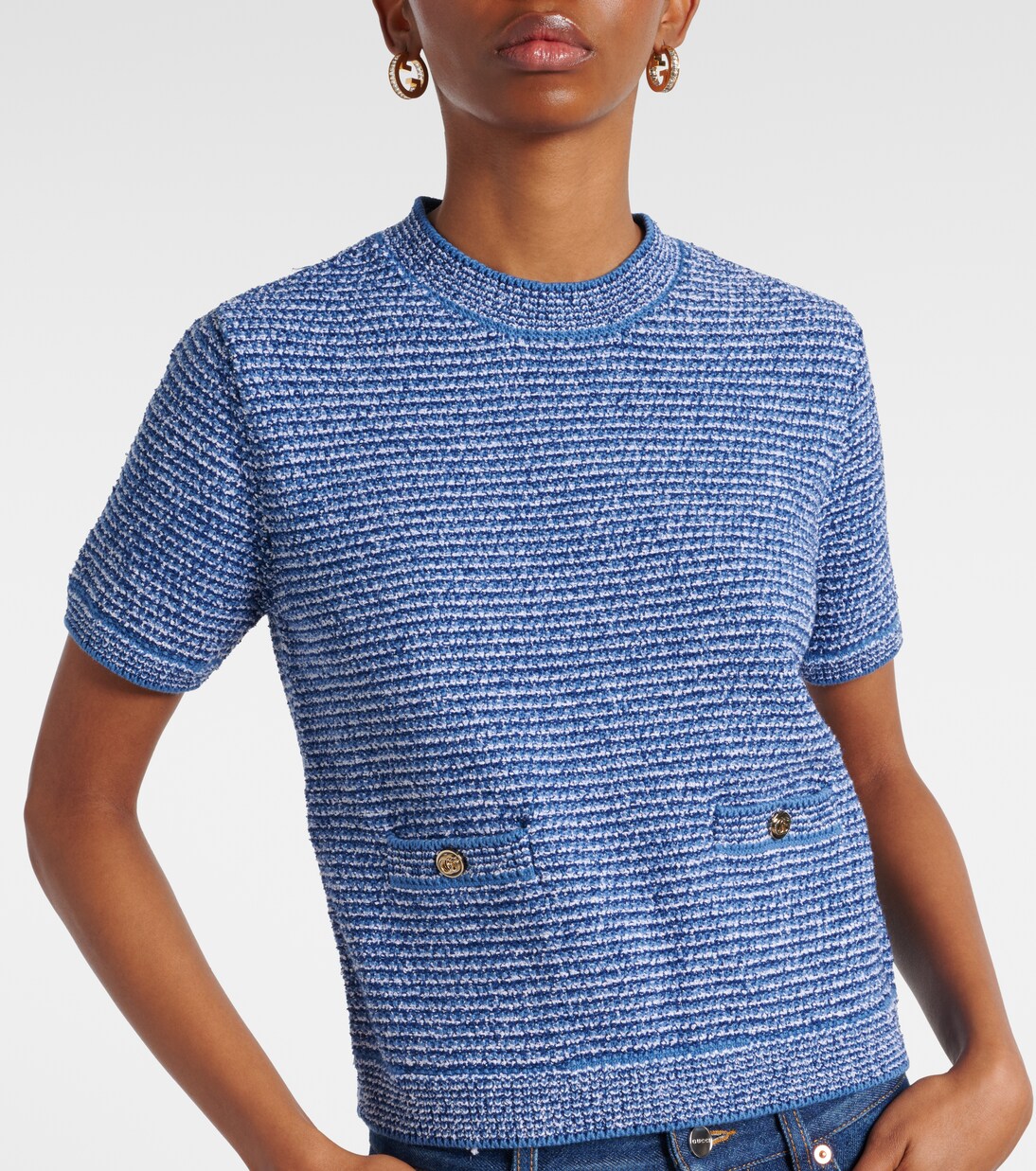 Double G knitted cotton-blend top | Gucci