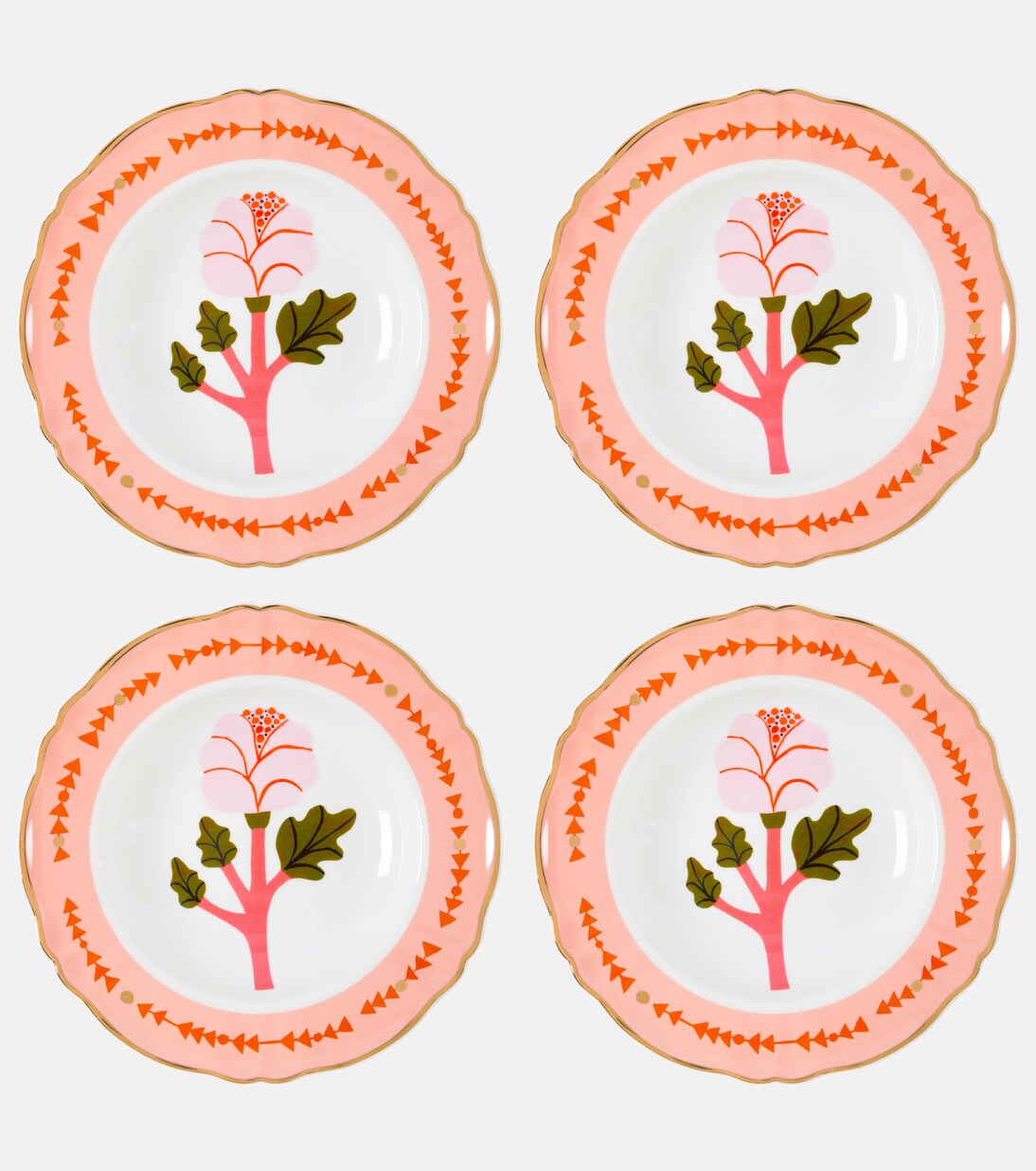 Botanica Rosa set of 4 porcelain soup plates | Bitossi