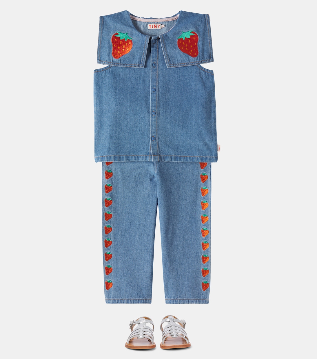 Strawberries denim blouse | Tinycottons
