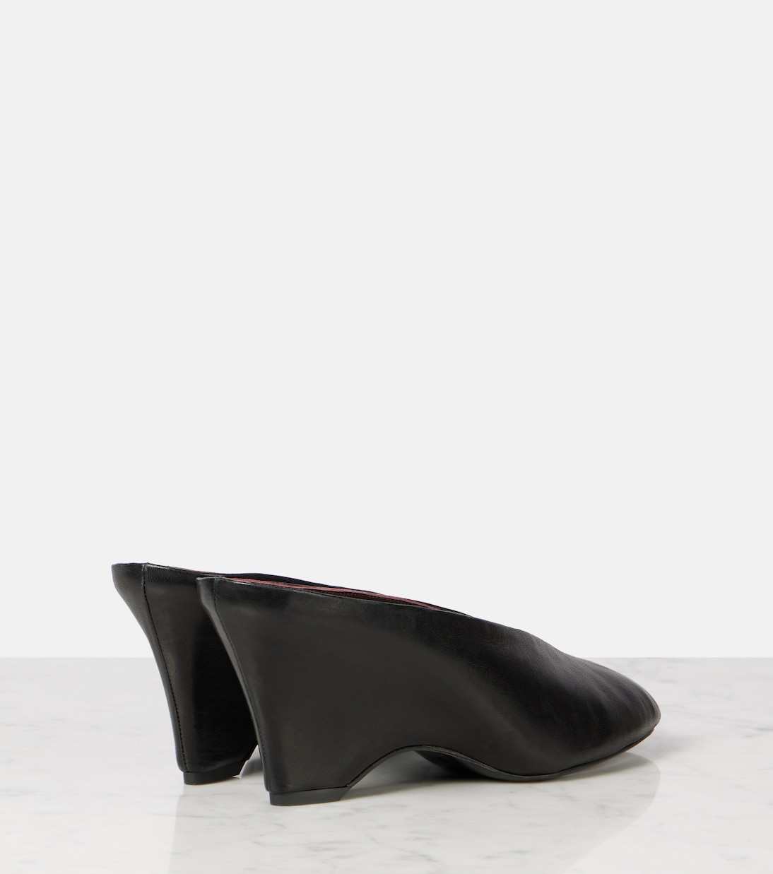 Cloak 75 leather peep-toe wedge mules | Khaite
