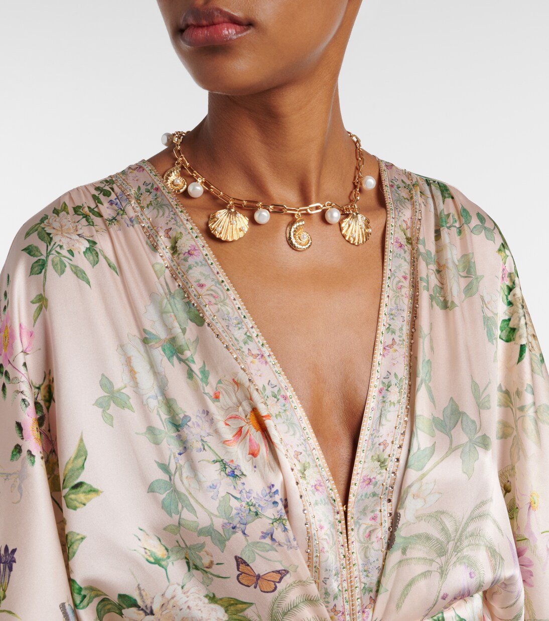 Robe longue en soie à cristaux | Camilla