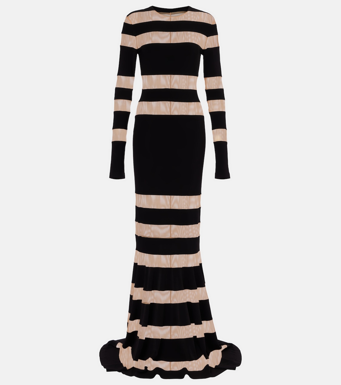 Paneled semi-sheer gown | Norma Kamali