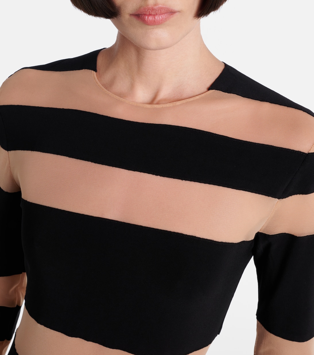 Paneled semi-sheer gown | Norma Kamali