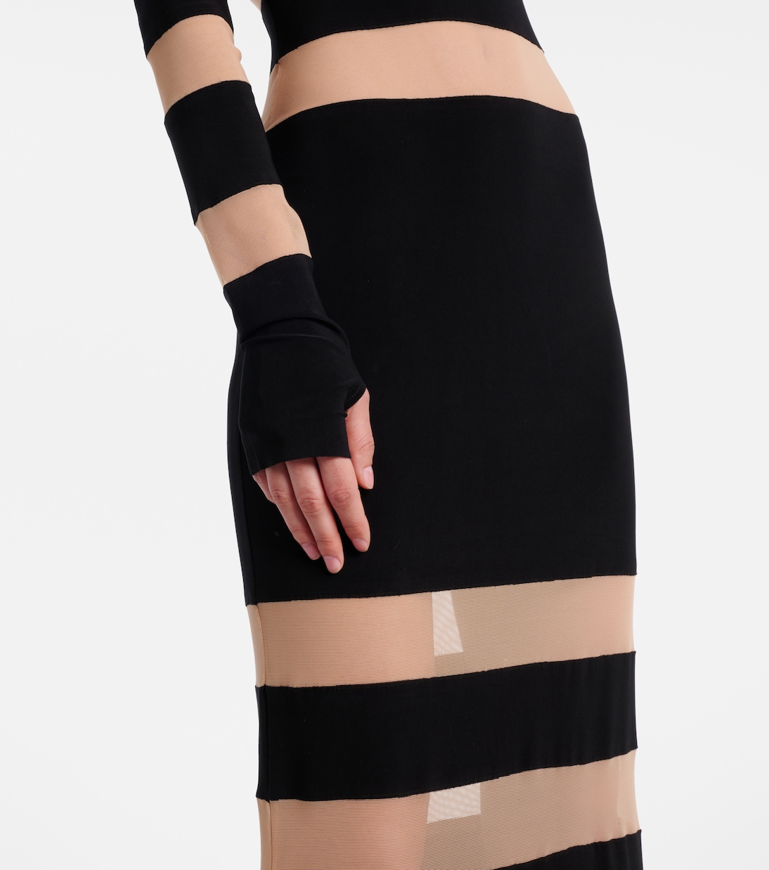 Paneled semi-sheer gown | Norma Kamali