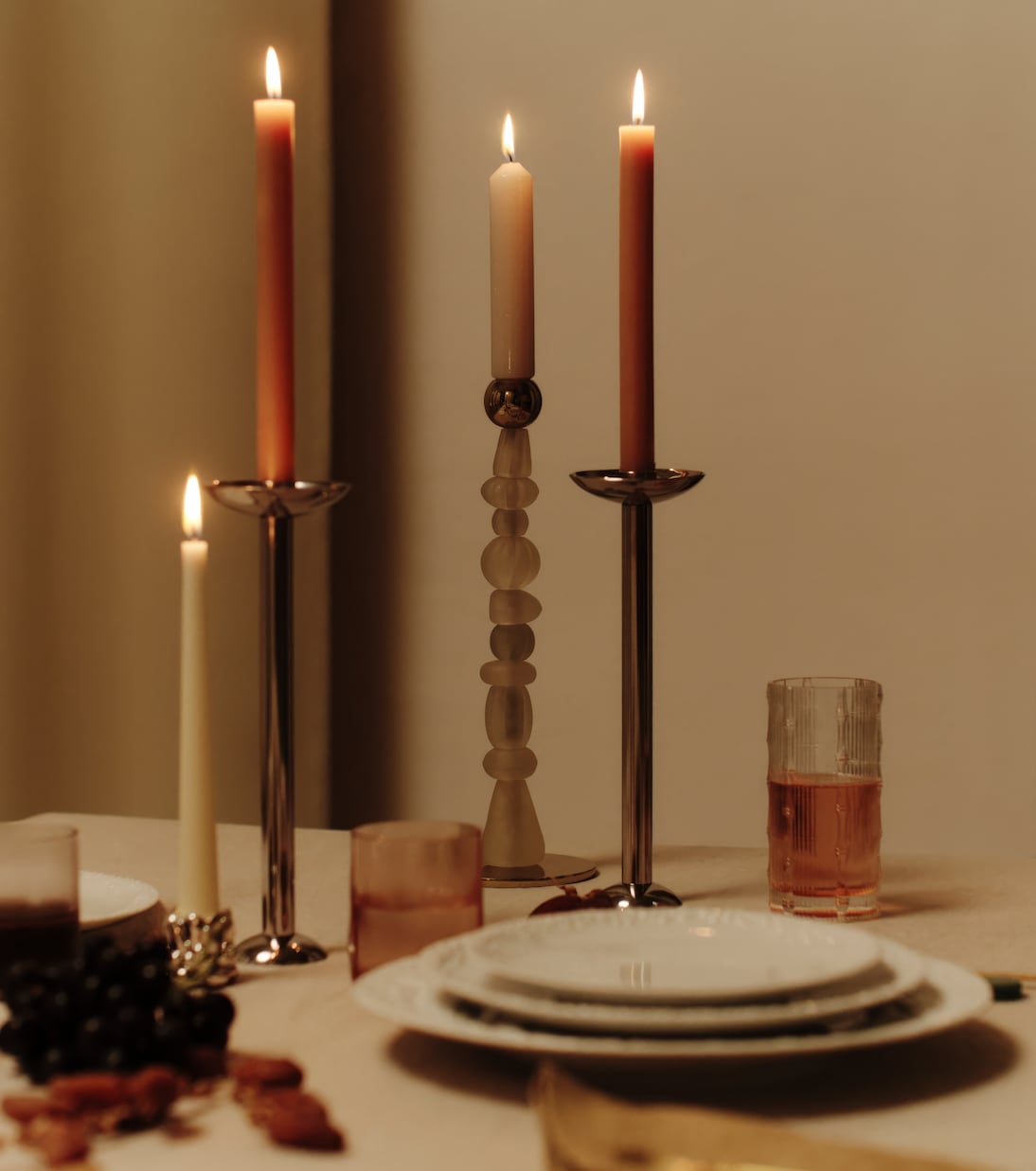 Champagne Low stainless steel candle holder | Louise Roe