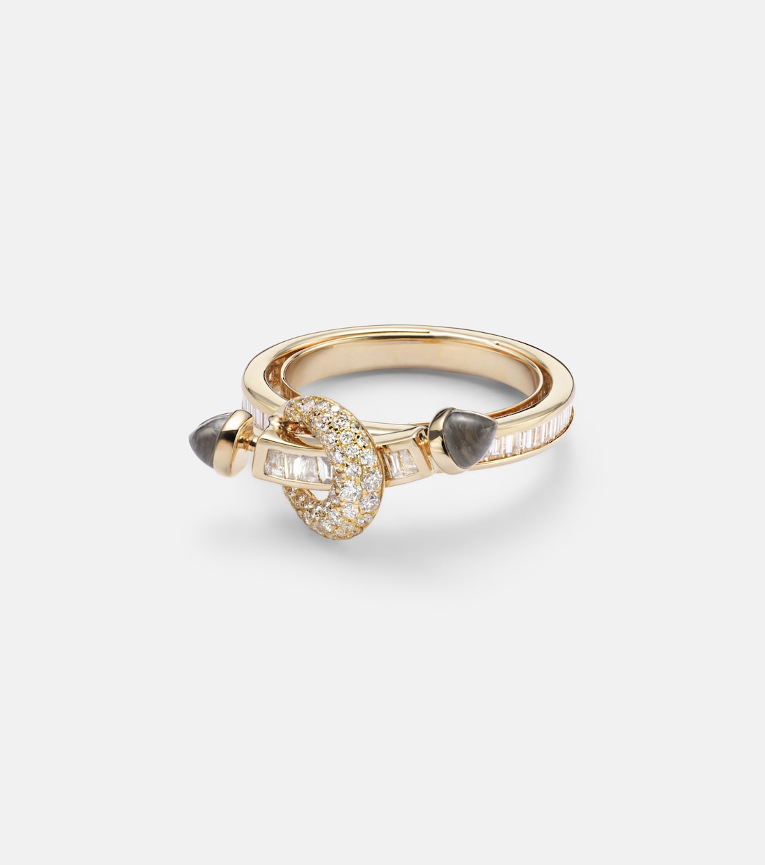 Ring Chakra aus 18kt Gelbgold (750/1000) mit Diamanten und Quarz | Ananya