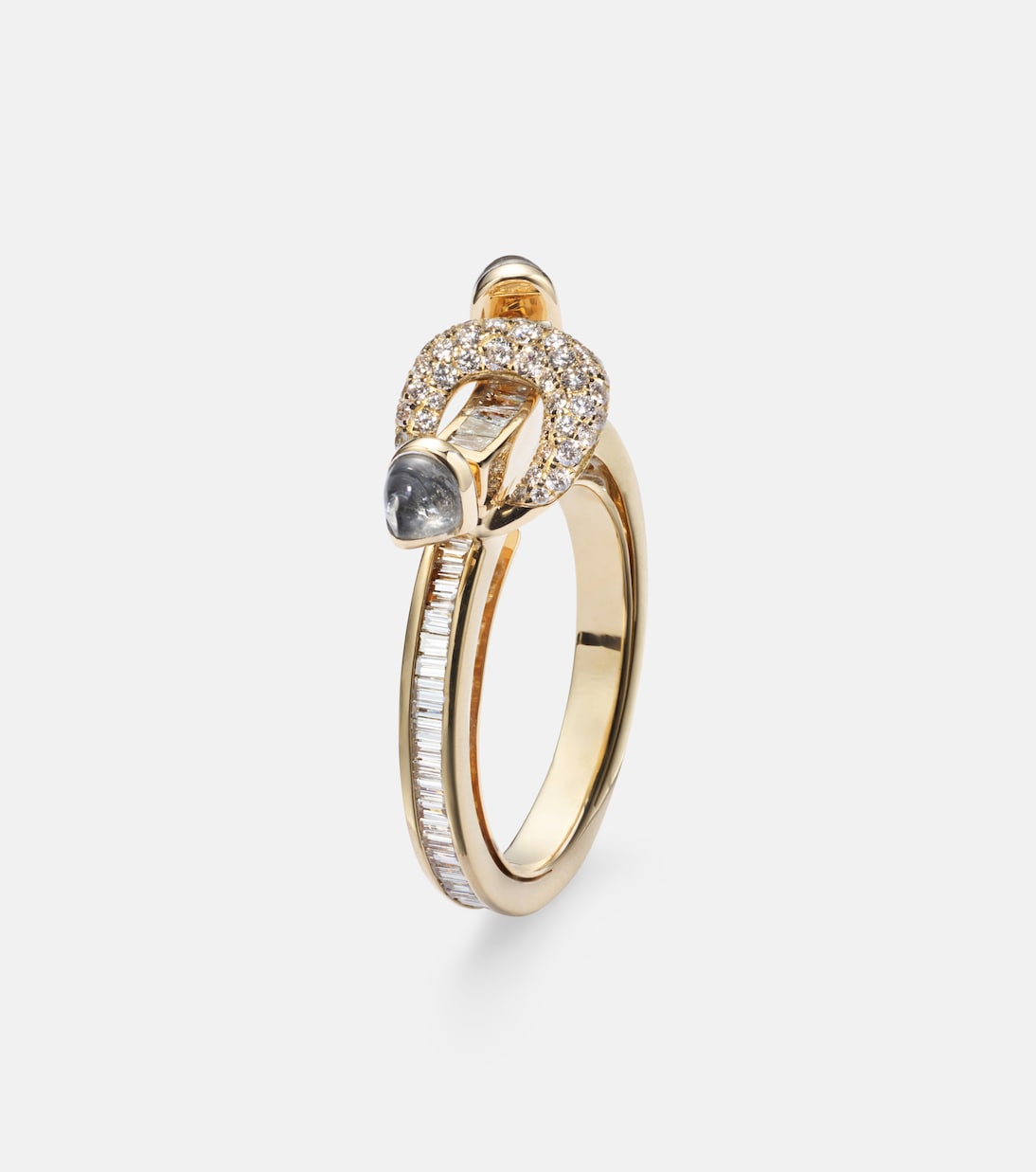 Ring Chakra aus 18kt Gelbgold (750/1000) mit Diamanten und Quarz | Ananya