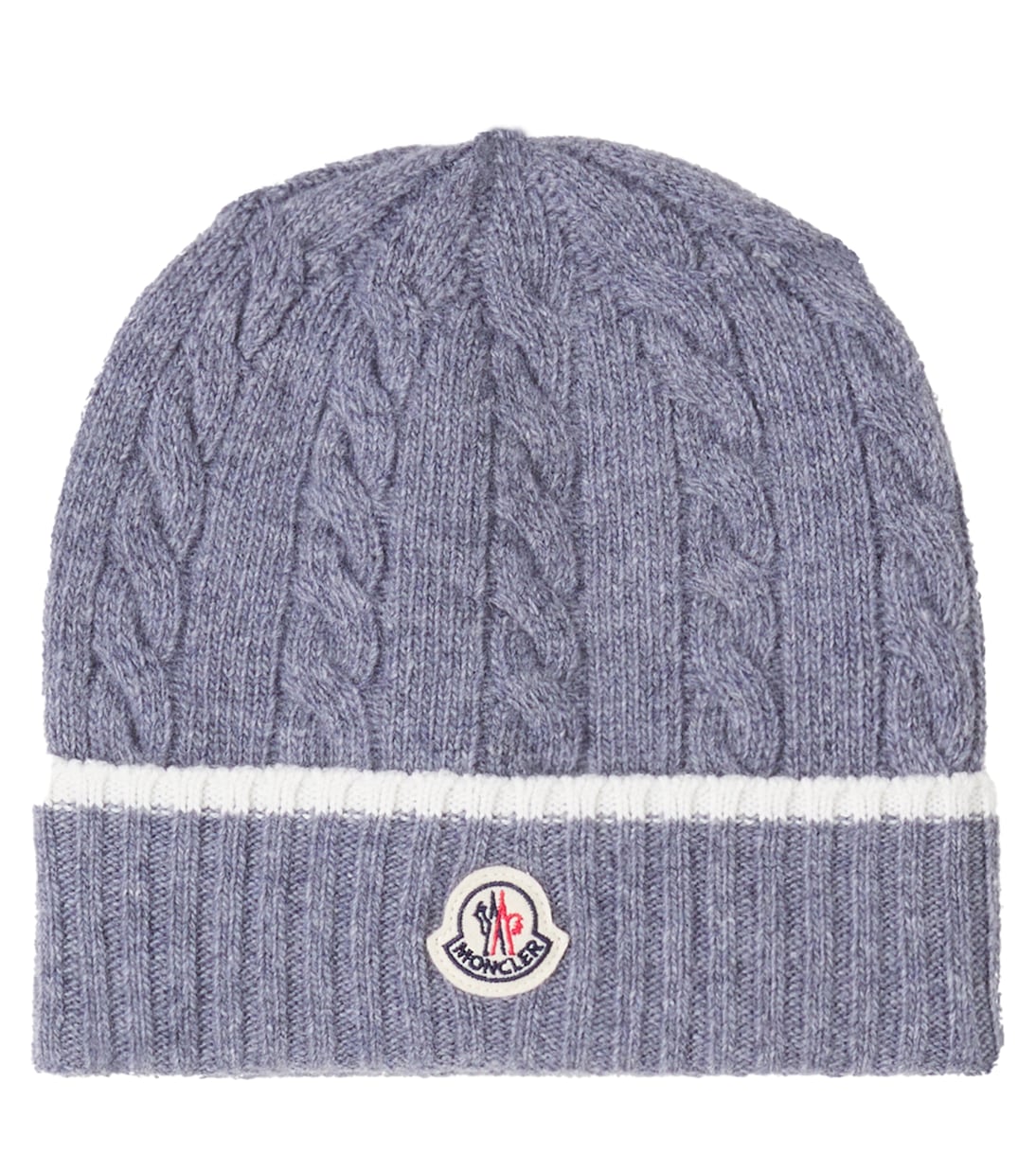 Cable-knit logo virgin wool beanie | Moncler Enfant