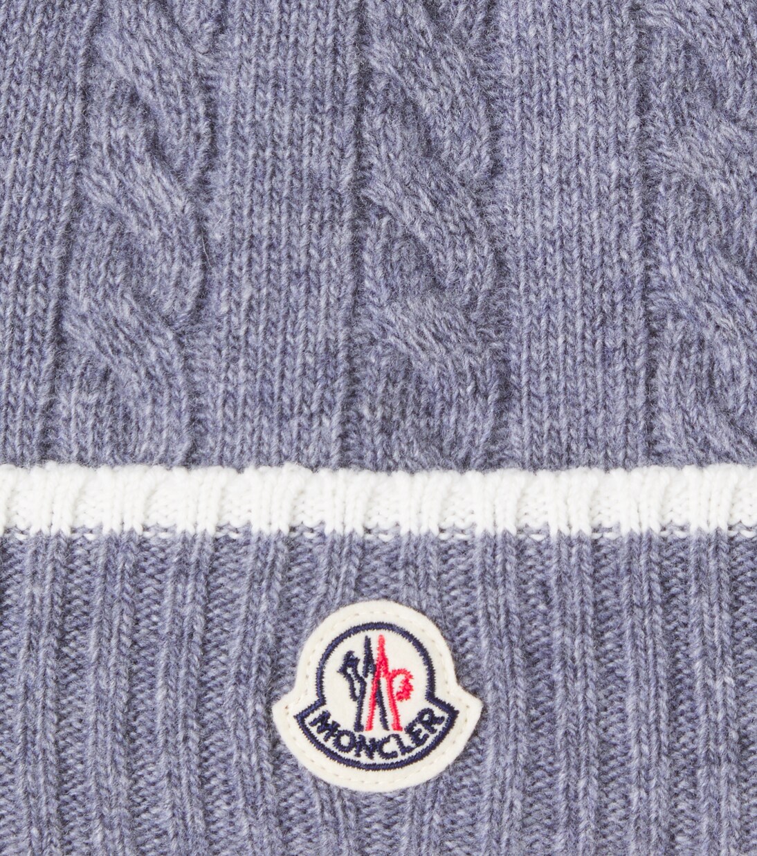 Cable-knit logo virgin wool beanie | Moncler Enfant