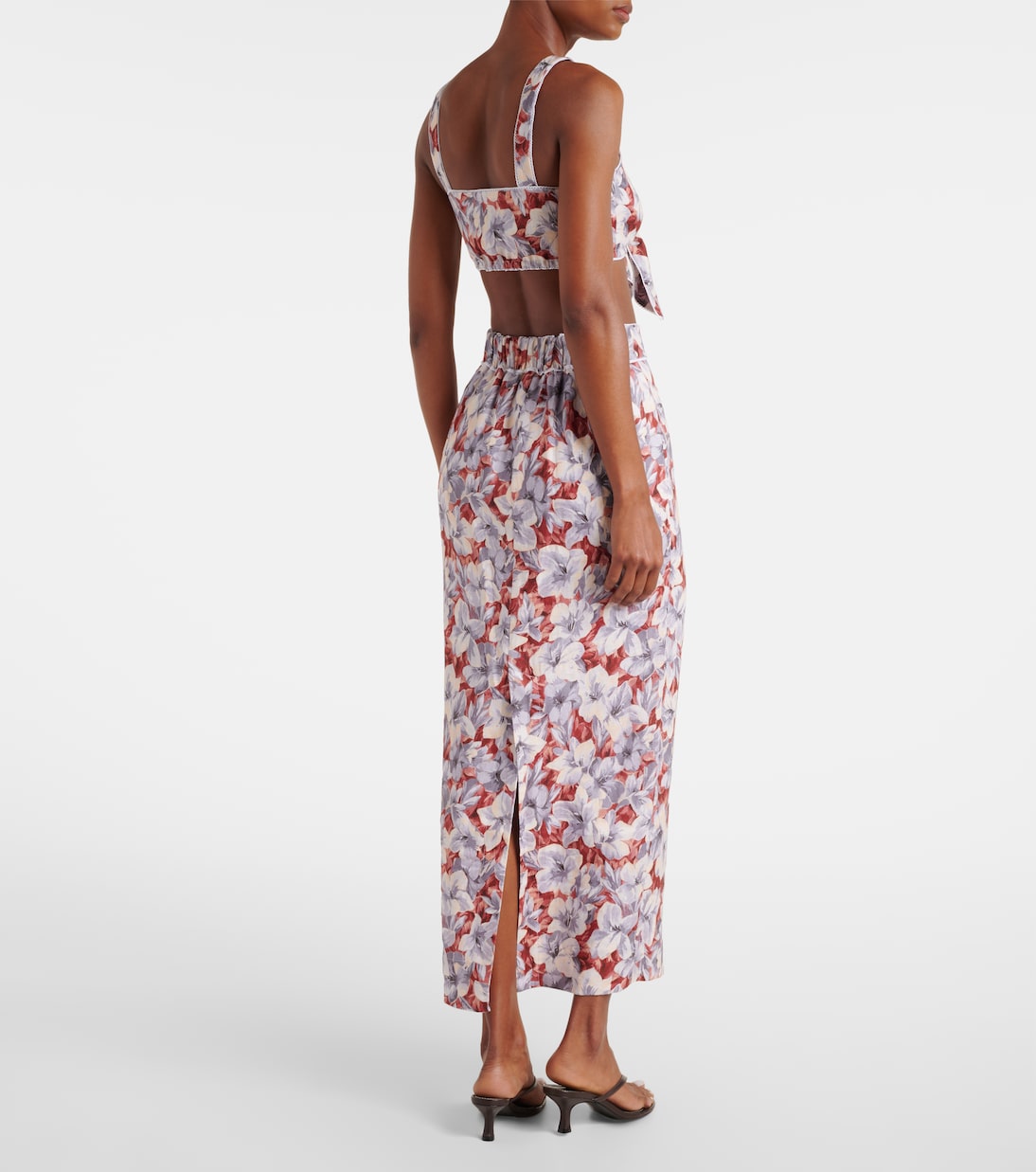 Jupe longue Emma en lin à fleurs | Posse