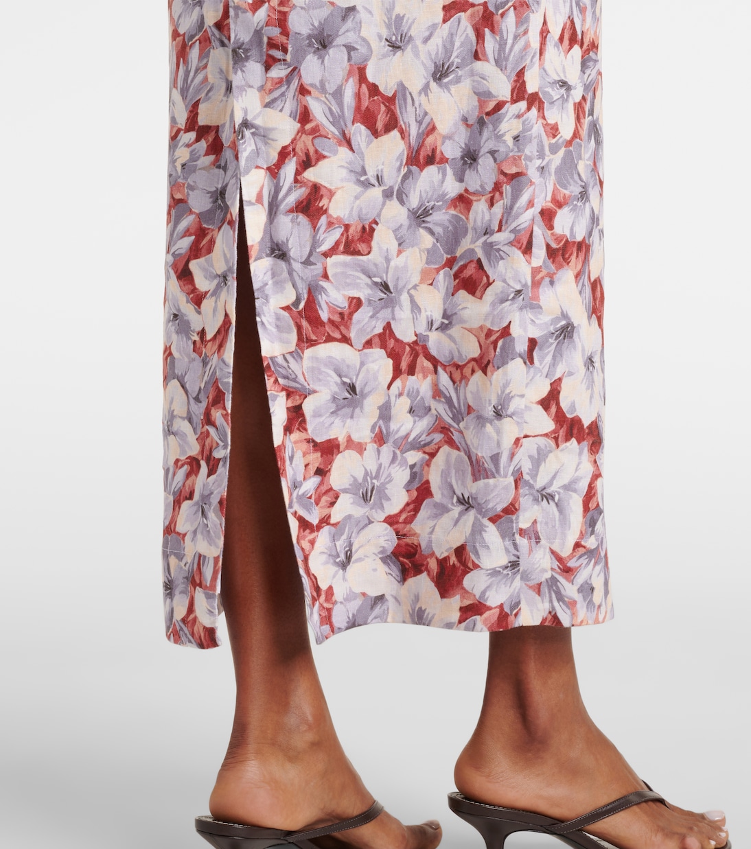 Jupe longue Emma en lin à fleurs | Posse