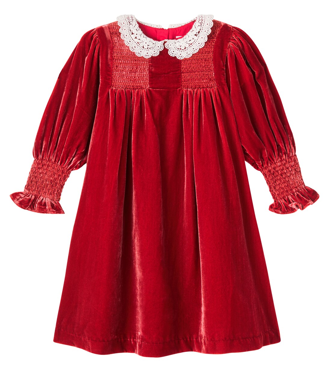 Lory crochet shirred velvet dress | C'era Una Volta