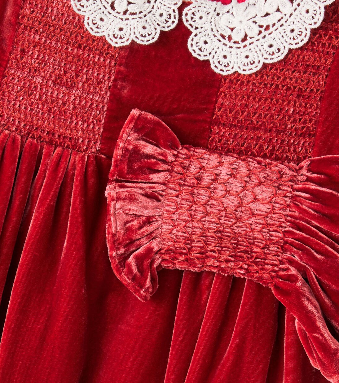 Lory crochet shirred velvet dress | C'era Una Volta