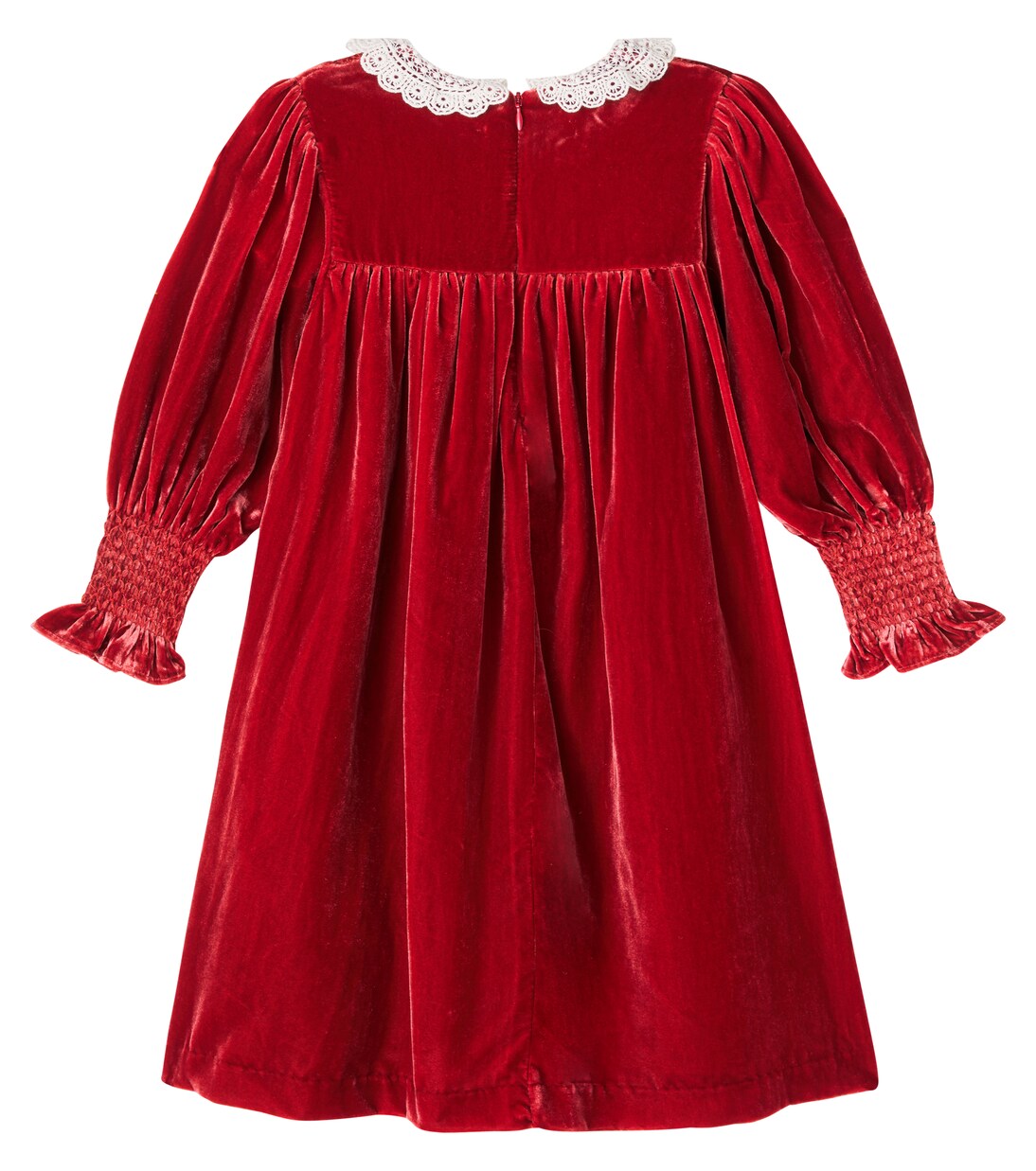 Lory crochet shirred velvet dress | C'era Una Volta
