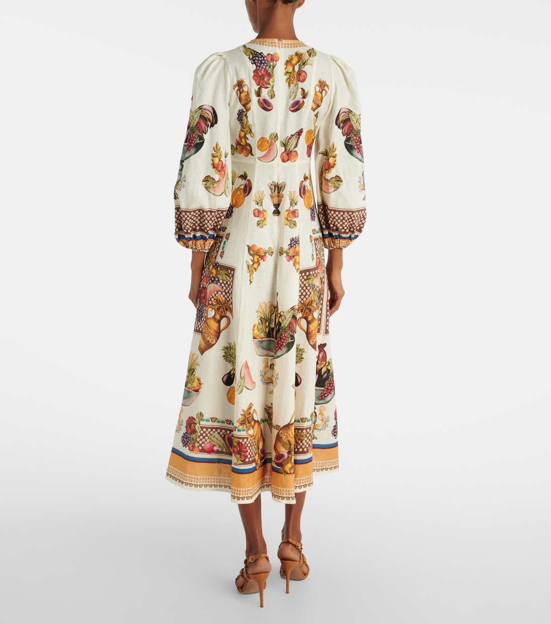 Bedrucktes Midikleid Mercado aus Leinen | Alémais