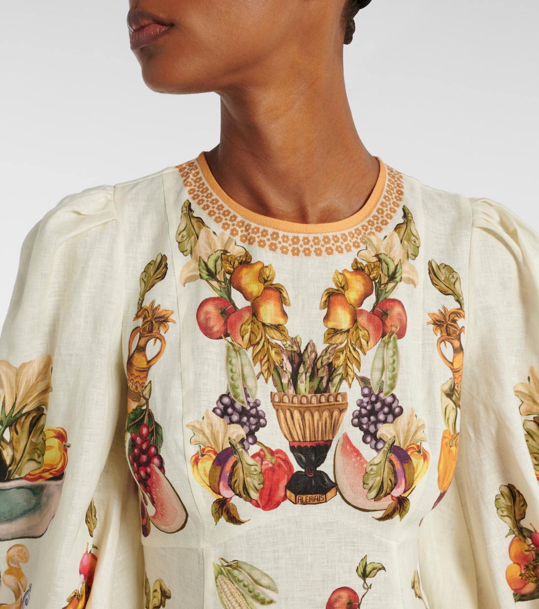 Bedrucktes Midikleid Mercado aus Leinen | Alémais