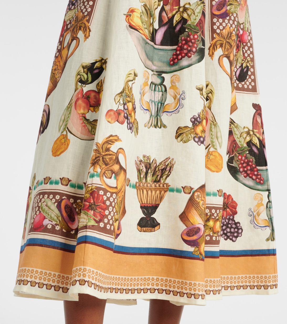 Bedrucktes Midikleid Mercado aus Leinen | Alémais