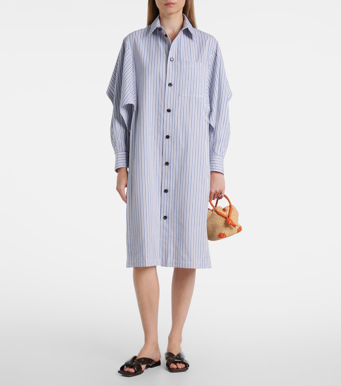 Loop leather-trimmed raffia tote bag | Bottega Veneta