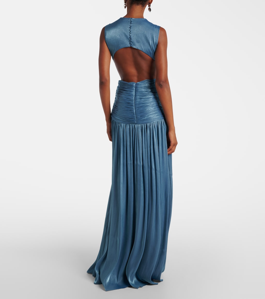 فستان سهرة درابيه من الجيرسيه بفتحة خلفية | Costarellos