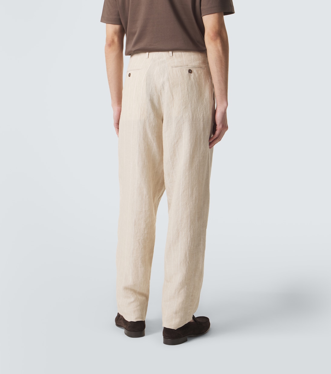 Pinstripe linen wide-leg pants | Giorgio Armani