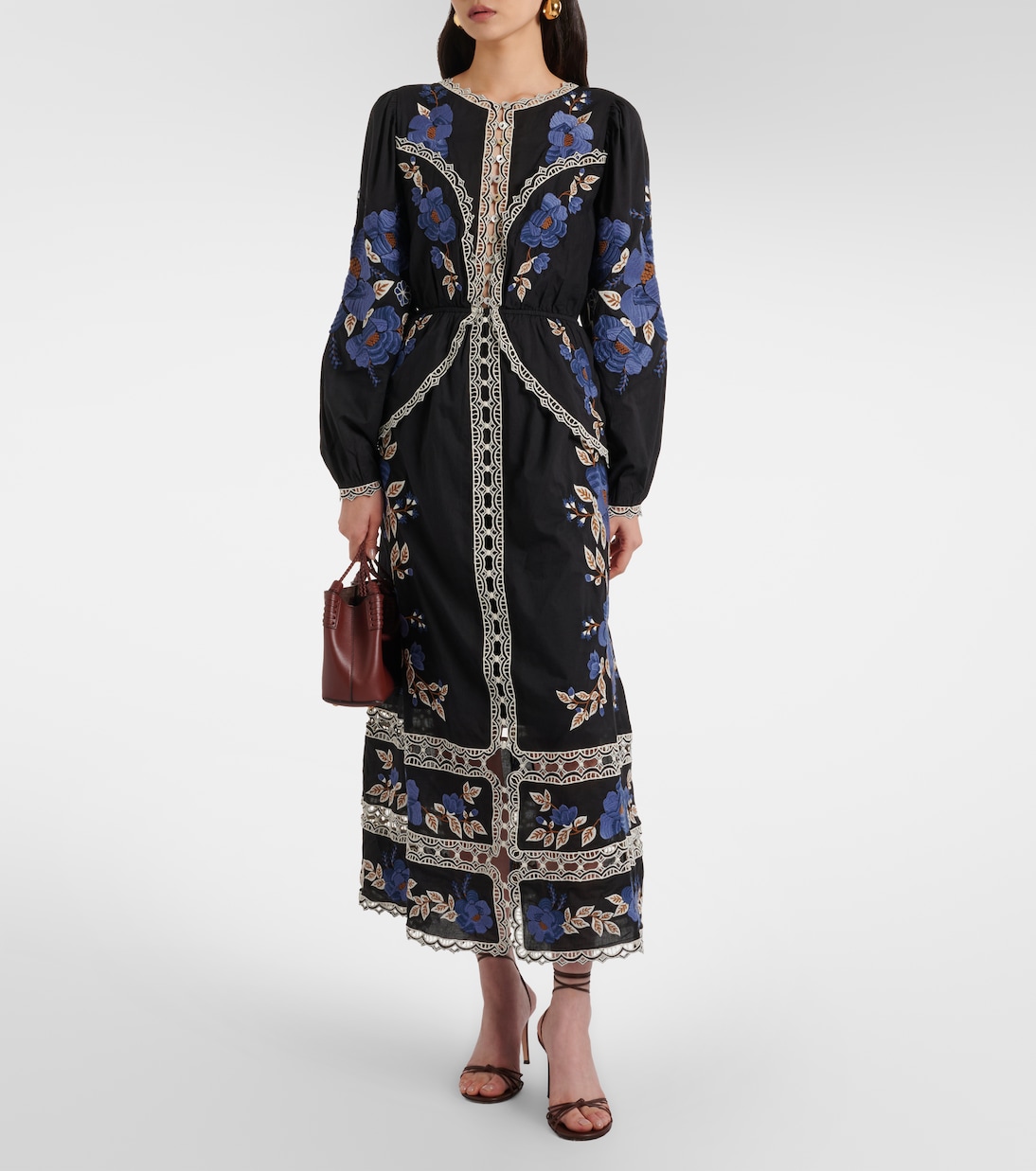 Embroidered floral cotton midi dress | Farm Rio