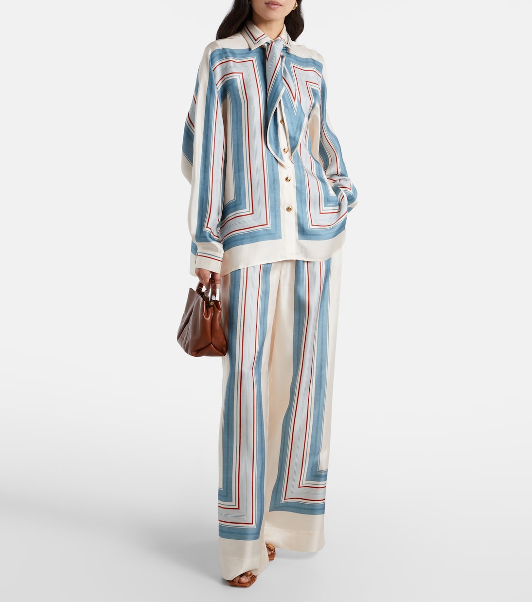 Pantalones anchos de seda estampados | Zimmermann