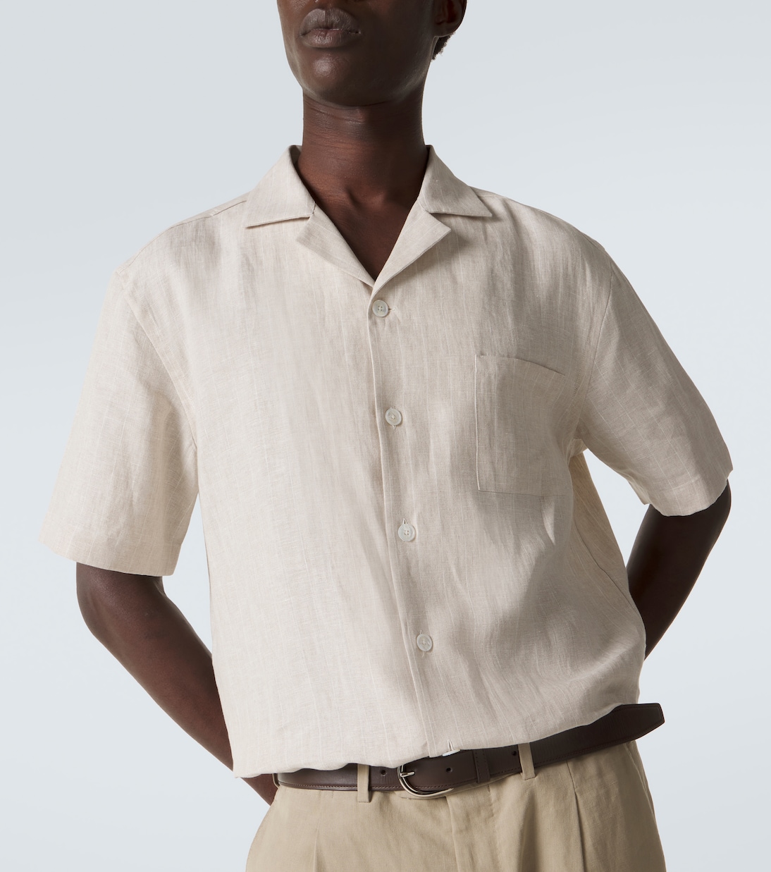 Camicia bowling in lino a righe | Fedeli