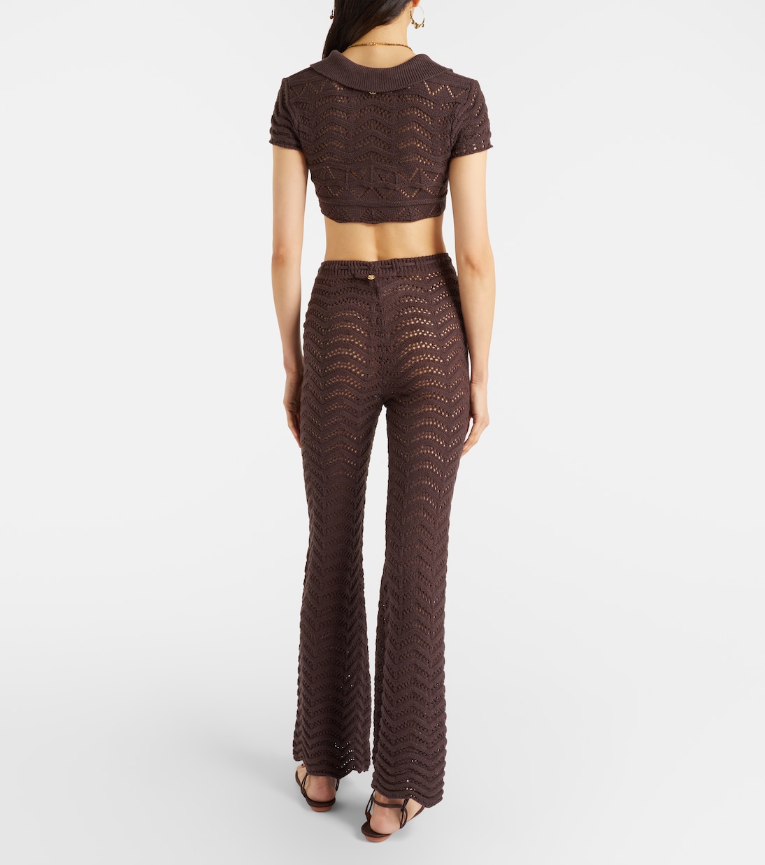 Kim open-knit cotton-blend flared pants | Bananhot