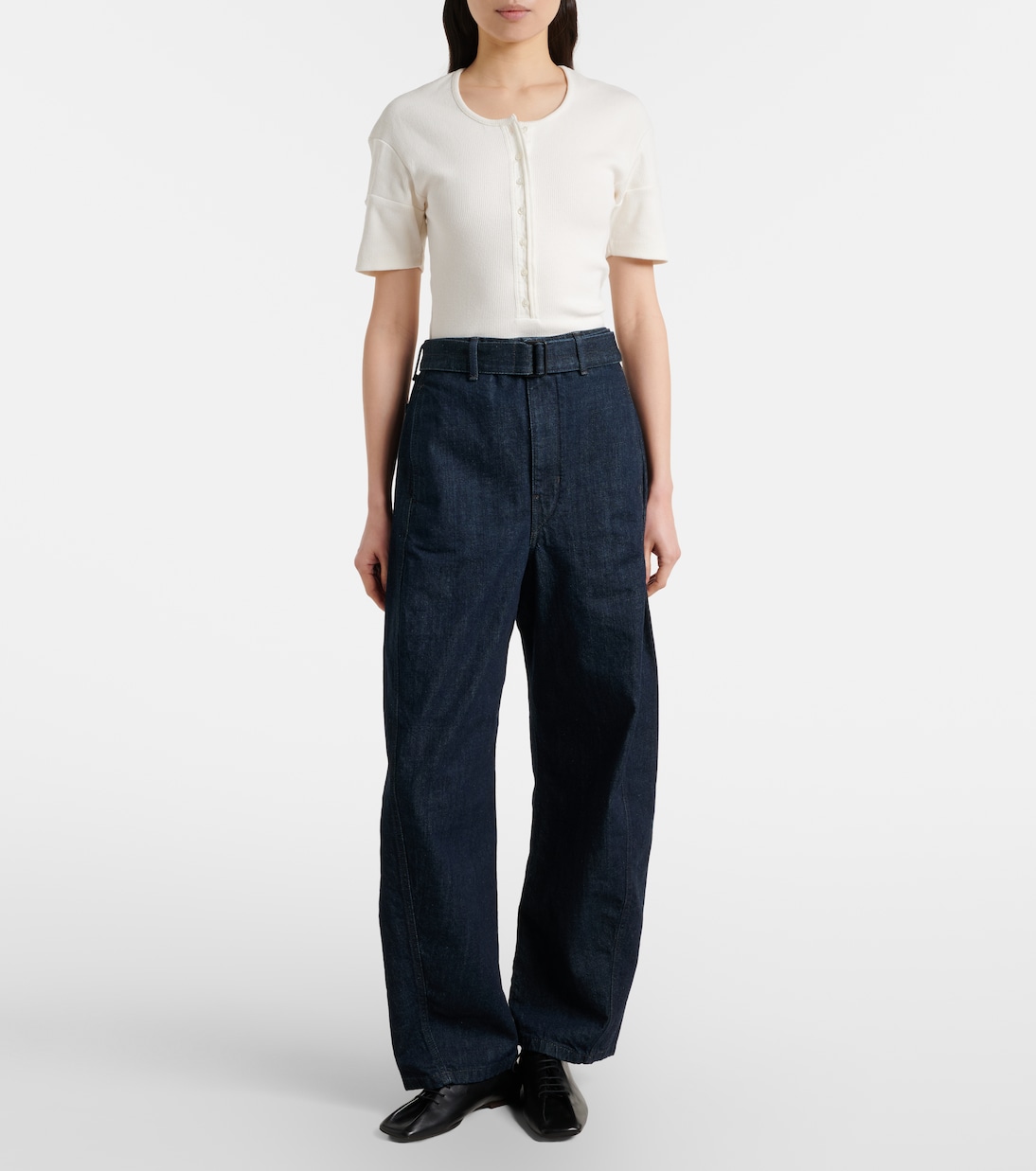 Twisted belted barrel-leg jeans | Lemaire