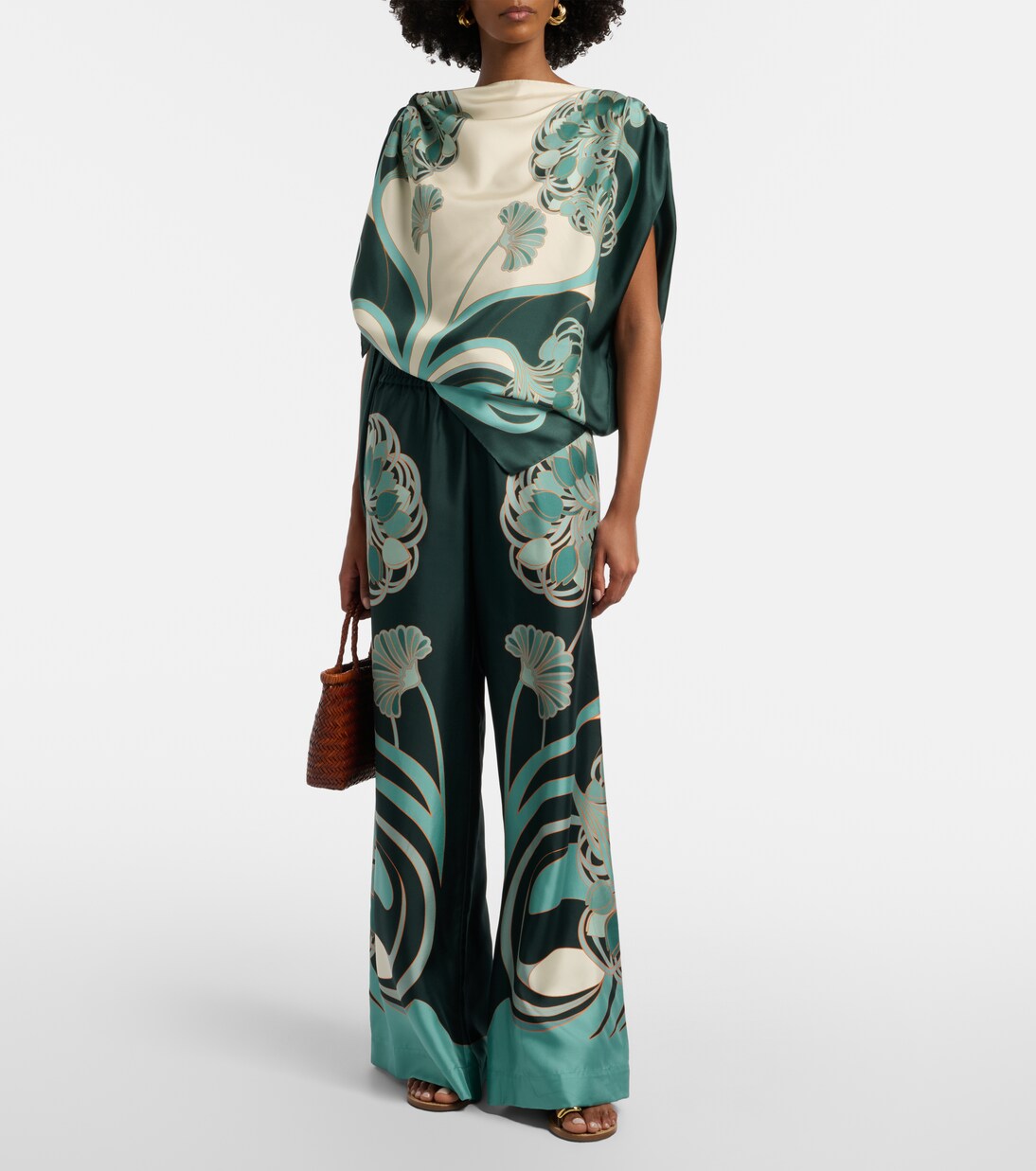 Printed silk twill palazzo pants | La DoubleJ