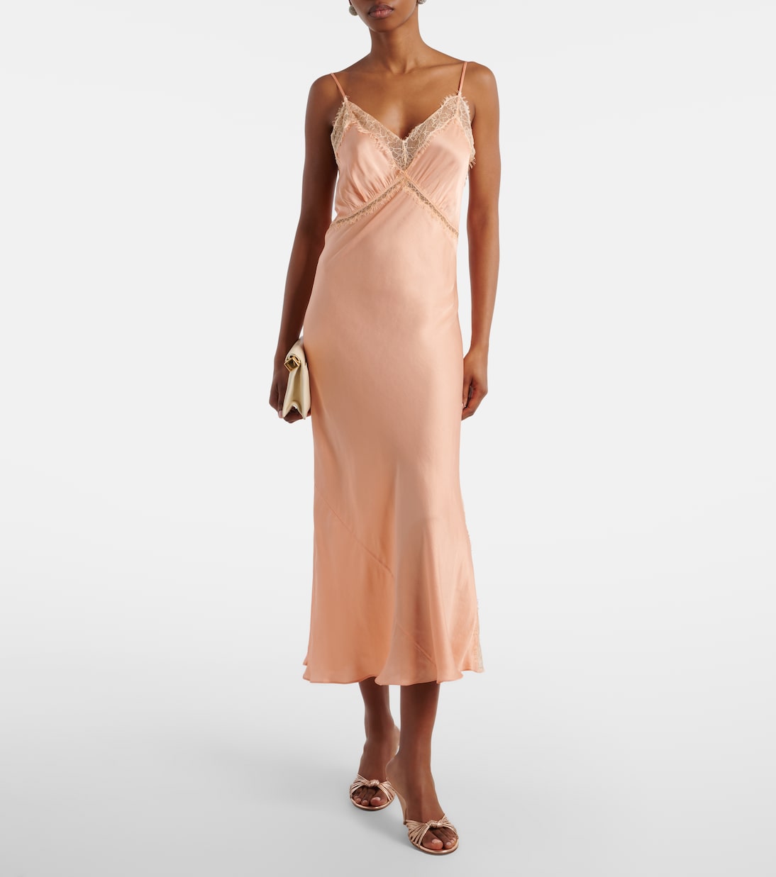 Robe nuisette Luli en satin à dentelle | Poupette St Barth