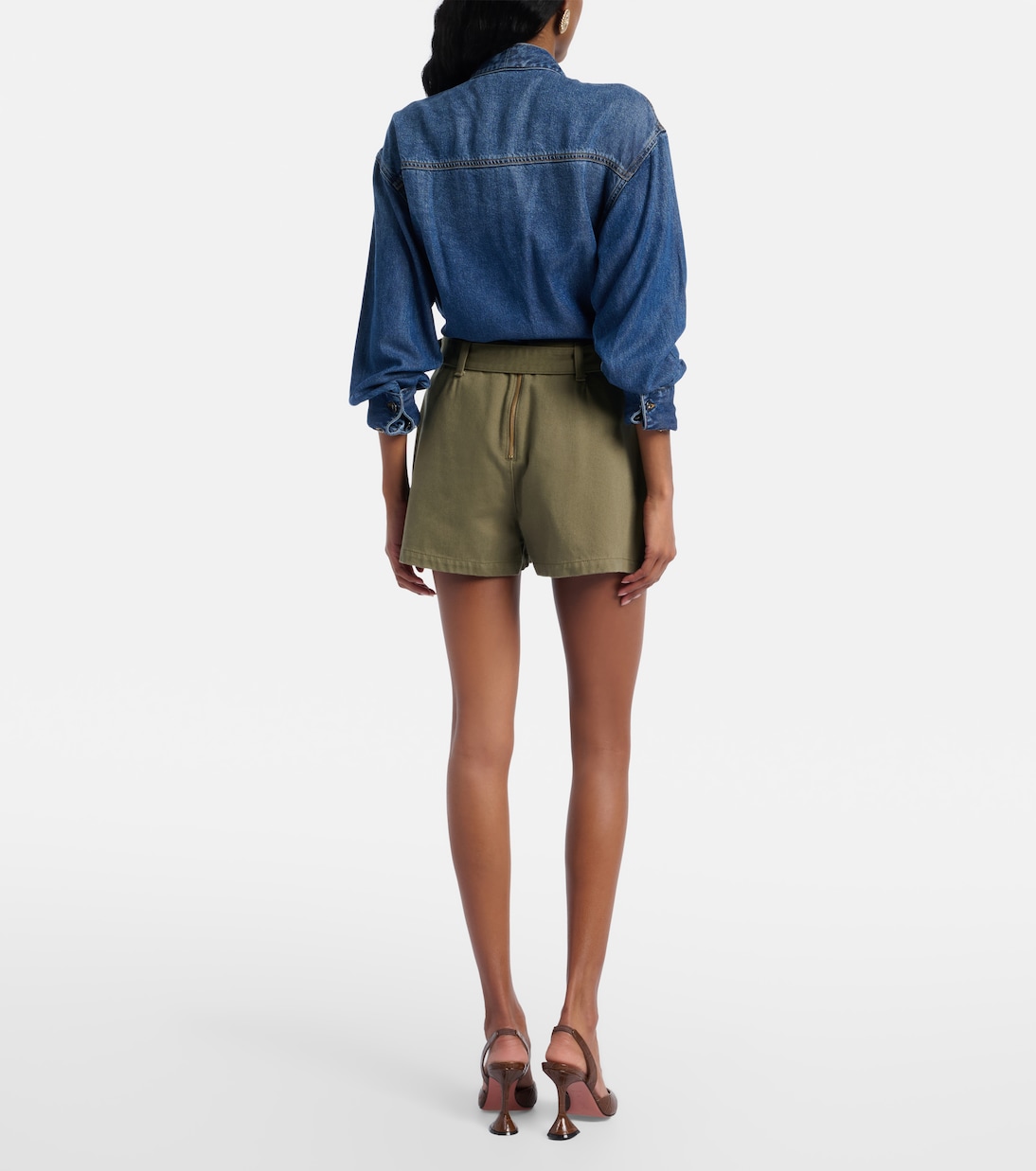 Belted cotton twill skort | Self-Portrait