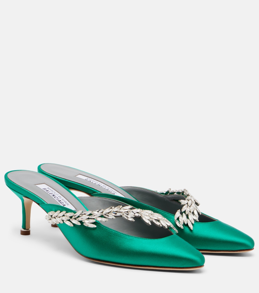 x Manolo Blahnik embellished satin mules | Balenciaga