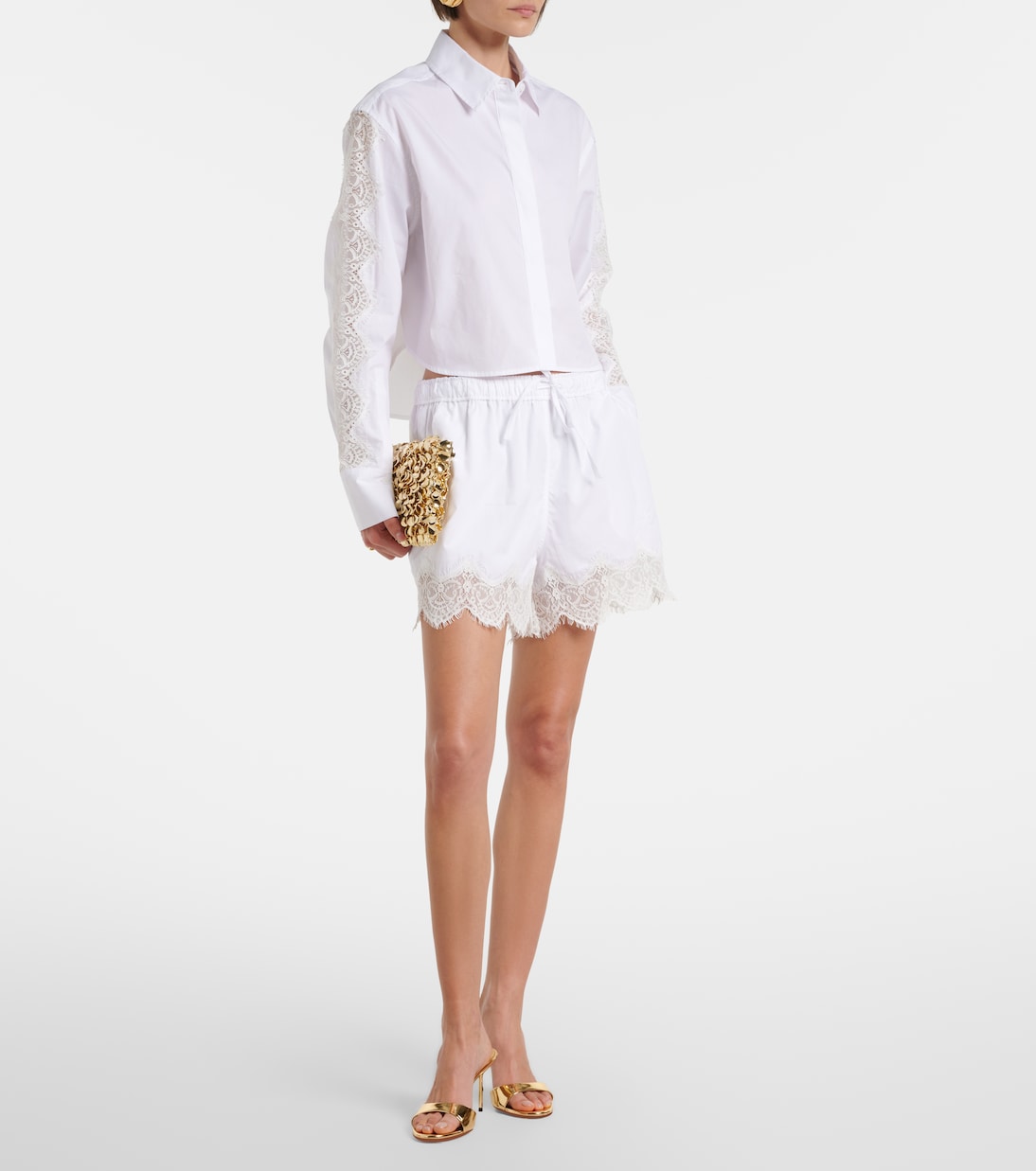 Lace-trimmed cotton shorts | Simkhai